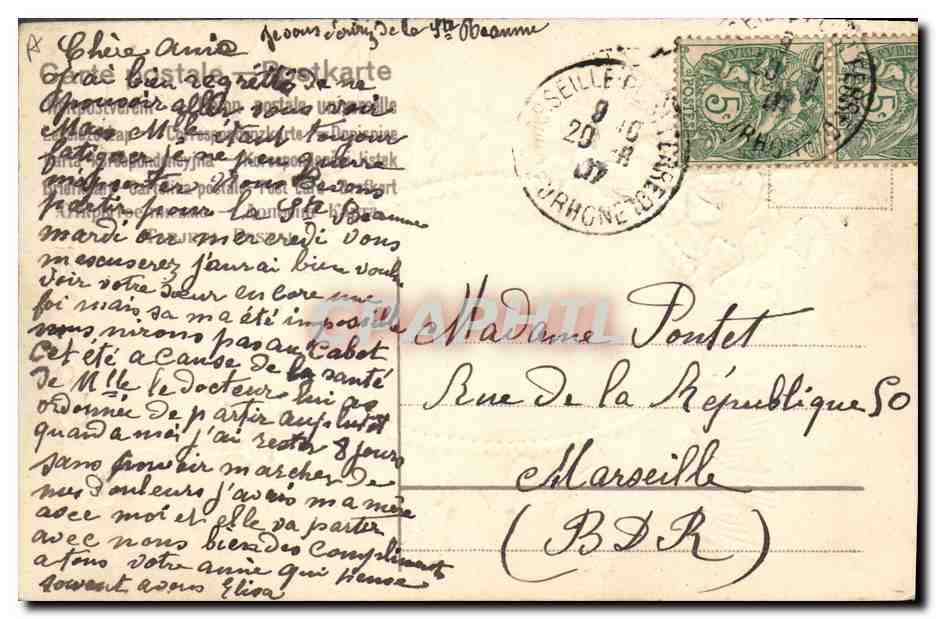CPA Fantaisie Fleurs Femme Colombes — Rückseite