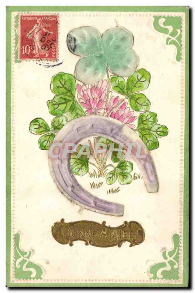 CPA Fantaisie Fleurs Fer a cheval 
