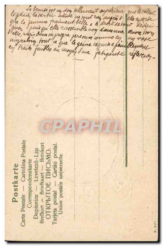 CPA Fantaisie Fleurs Femme — Verso