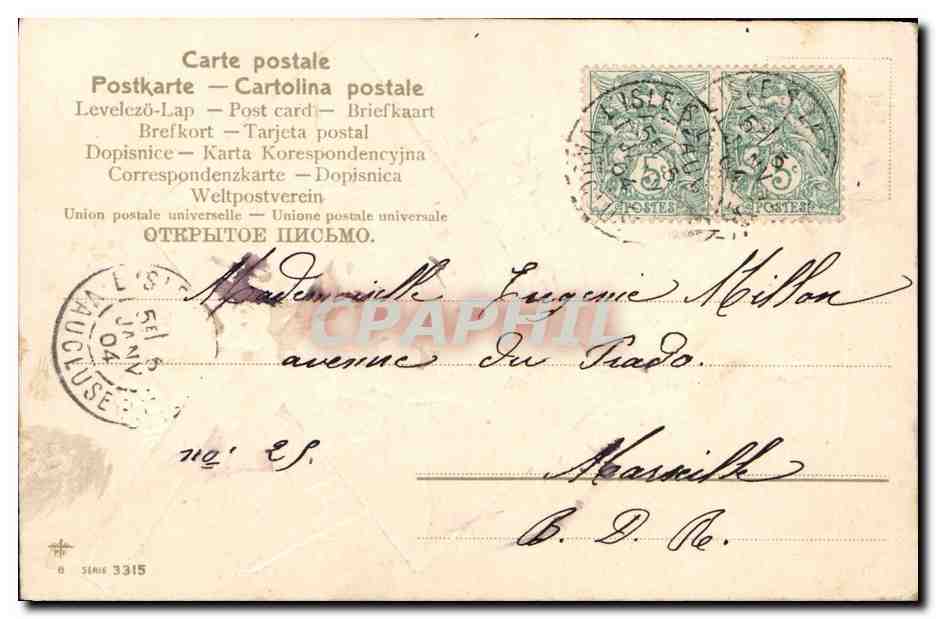 CPA Fantaisie Fleurs Ange — Rückseite