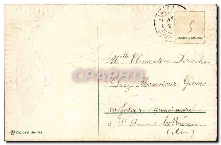 CPA Fantaisie Fleurs Poisson  — Rückseite