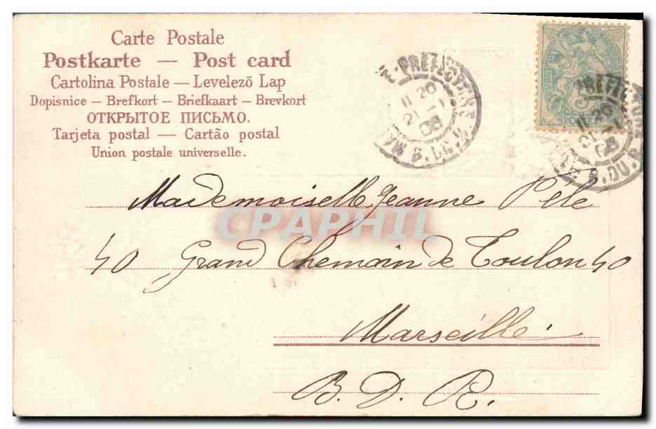CPA Fantaisie Fleurs Femme — Rückseite