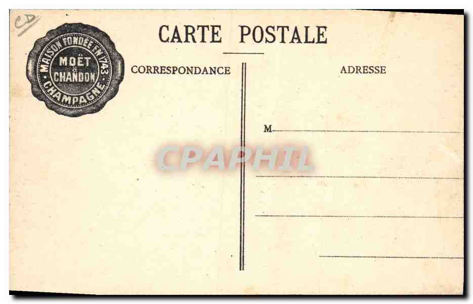 CPA Folklore Vin Vignobles Champagne Moet et Chandon Preparation de la futaie pour les vendanges — Rückseite