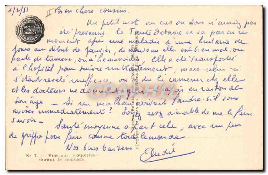 CPA Folklore Vin Vignobles Champagne Moet et Chandon Vins sur pupitres durant le remuage — Rückseite