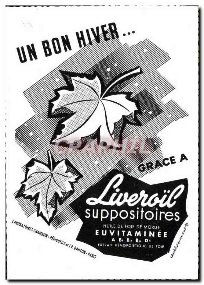 CPM Publicite Un bon hiver Liberoil Suppositoires Huile de foie de morue — Verso
