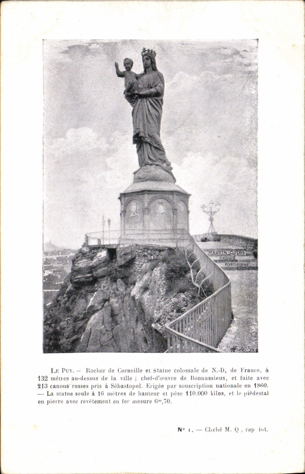 CPA Publicite Le Puy Rocher de Corneille et statue colossale de ND de France Maurin Quina Boulevard Gambetta Le Puy