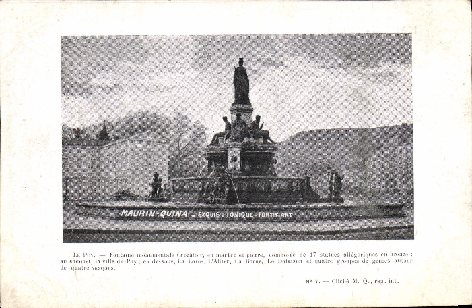 CPA Publicite Maurin Quina Boulevard Gambetta Le Puy Fontaine monumentale Crozatier Maurin Quina Boulevard Gambetta Le Puy
