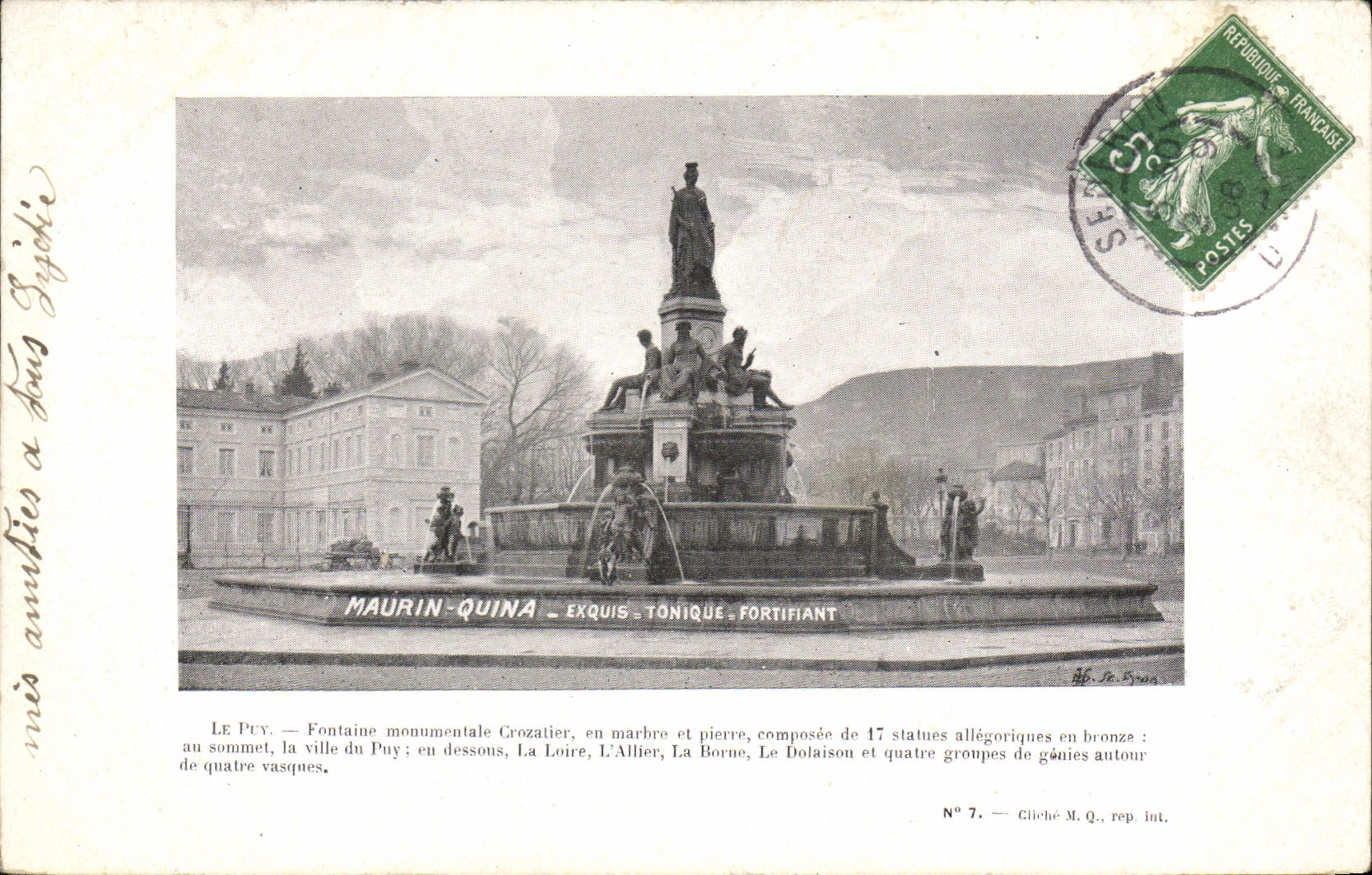 CPA Publicite Le Puy Fontaine monumentale Crozatier Maurin Quina Boulevard Gambetta Le Puy