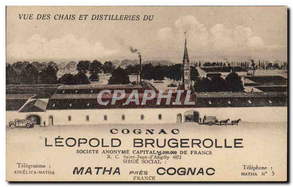 CPA Publicite Distilleries du Cognac Leopold Brugerolle Matha 