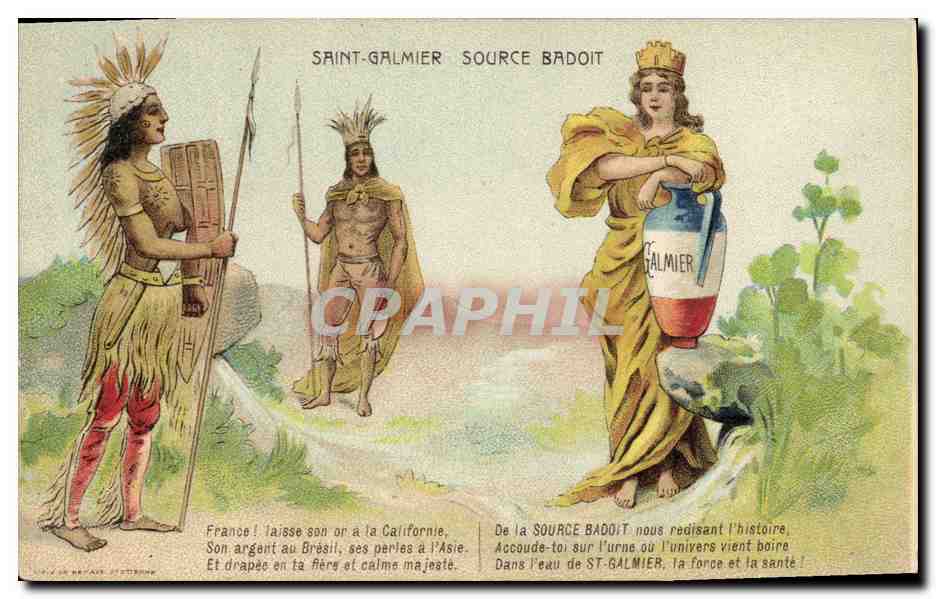 CPA Publicite Saint Galmier Source Badoit Indien