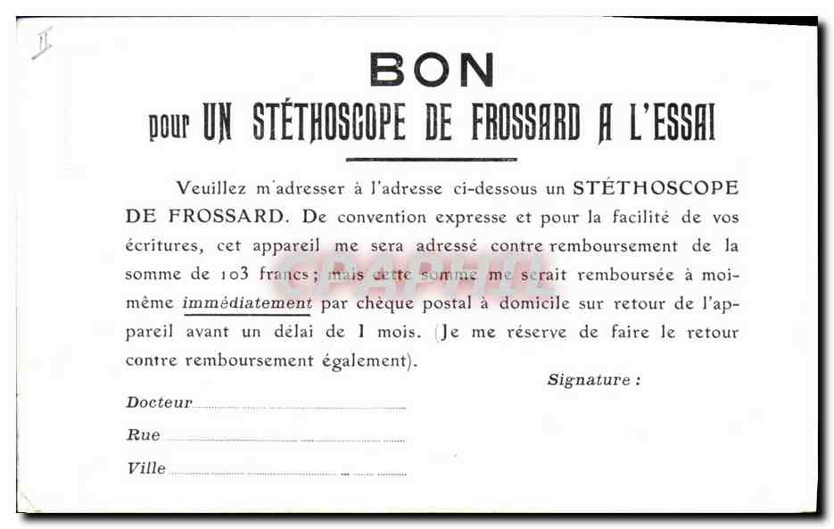 CPA Publicite Docteur Gele de Francony Boulevard Beranger Tours Stethoscope de Frossard a l'essai — Rückseite