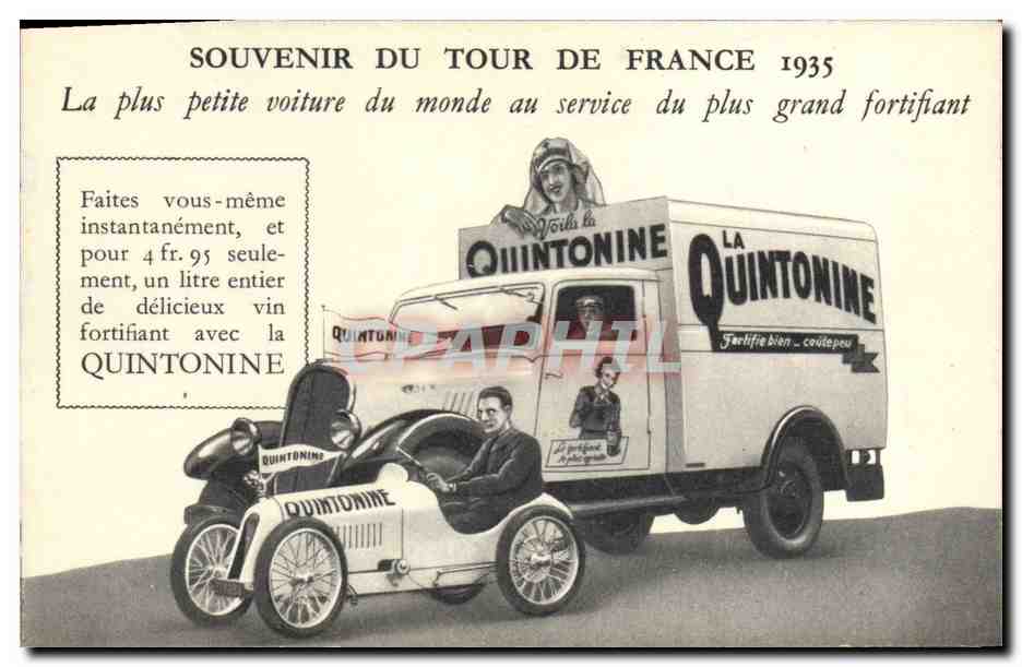 CPA Publicite Souvenir du Tour de France 1935 Quintonine Automobile Bus TOP