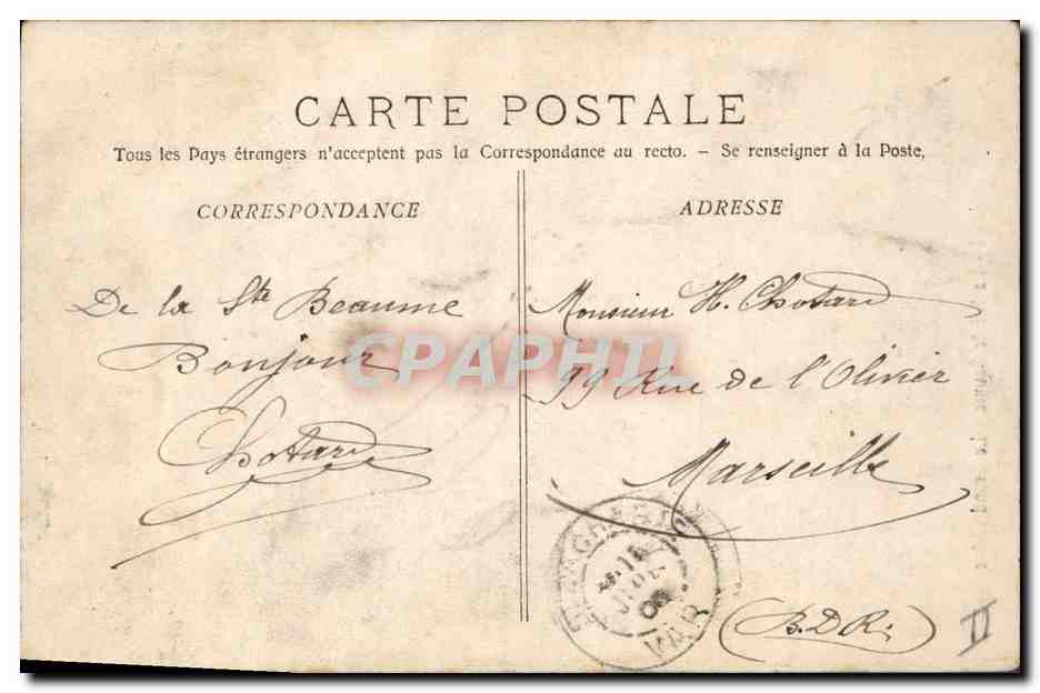 CPA Arbre La Sainte Baume Le grand chene — Rückseite
