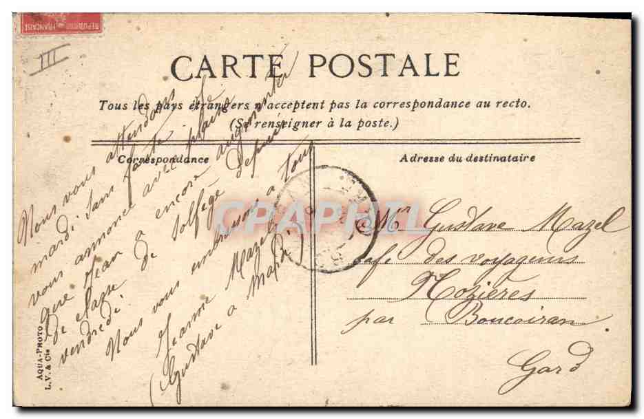 CPA Arbre Nimes Le grand cedre — Rückseite