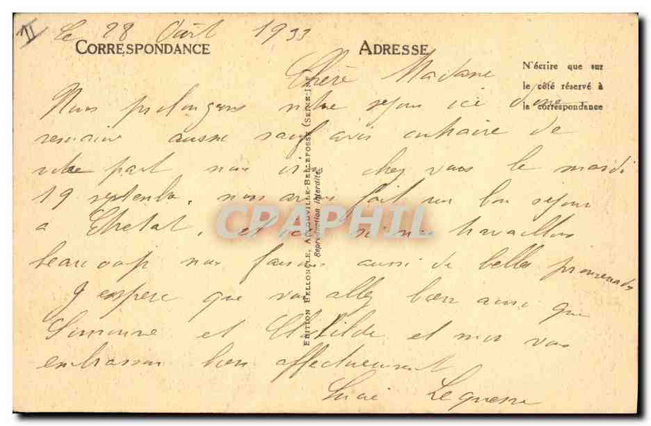 CPA Arbre Abbaye de Bellefosse Le gros chene  — Rückseite