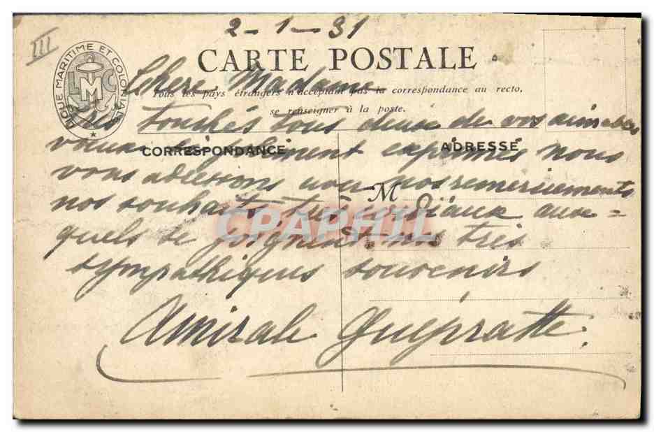 CPA Fantaisie Illustrateur Haffner Bateau de Guerre La division Guepratte aux Dardanelles  — Verso