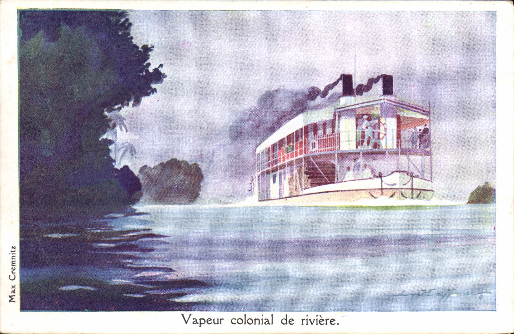 CPA Fantaisie Illustrateur Haffner Bateau Vapeur colonial de riviere 