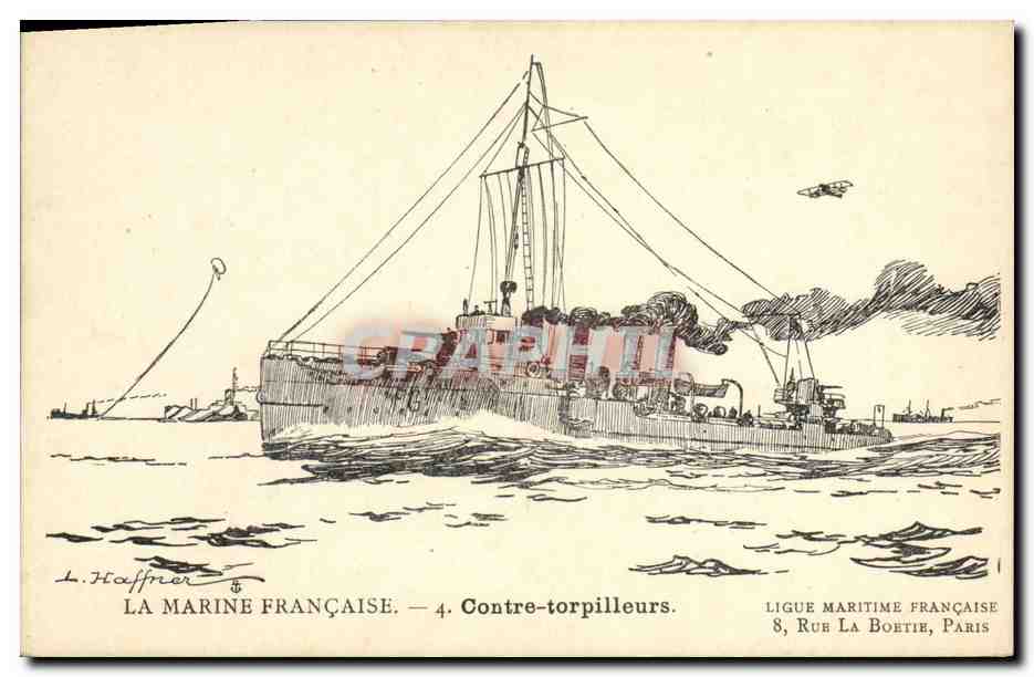 CPA Fantaisie Illustrateur Haffner Bateau de Guerre Contre torpilleurs 
