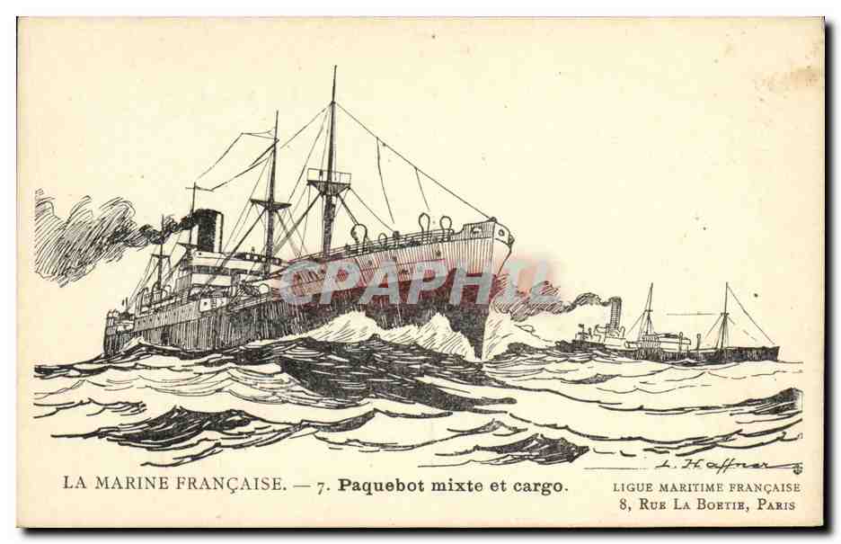 CPA Fantaisie Illustrateur Haffner Bateau Paquebot mixte et cargo 