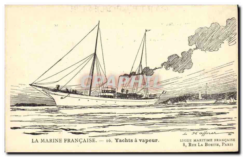 CPA Fantaisie Illustrateur Haffner Bateau Yachts a vapeur 