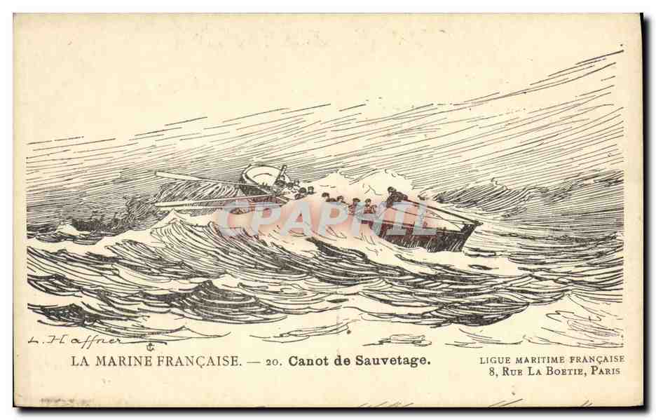 CPA Fantaisie Illustrateur Haffner Bateau Canot de sauvetage 