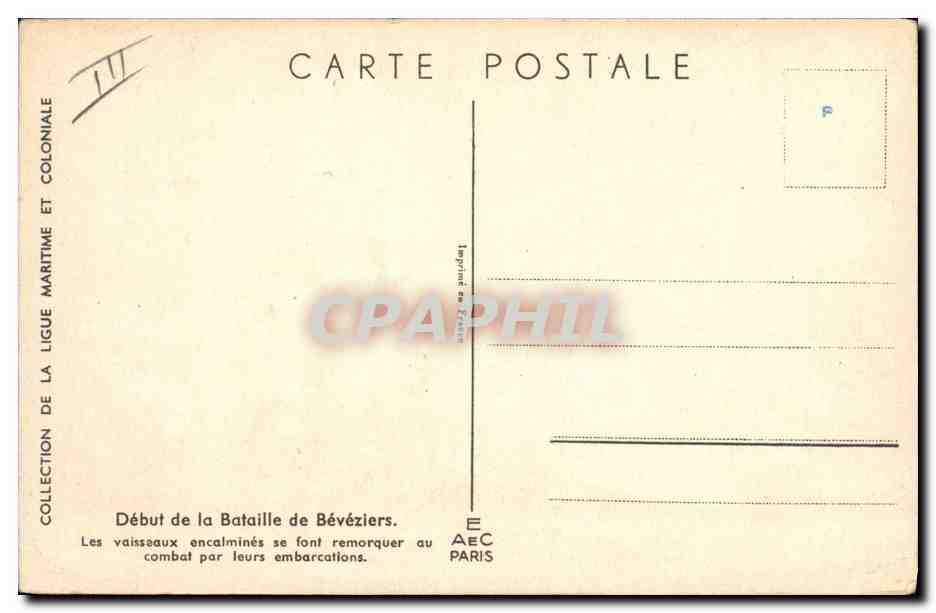 CPA Fantaisie Illustrateur Haffner Bateau de Guerre Debut de la bataille de Beveziers  — Verso