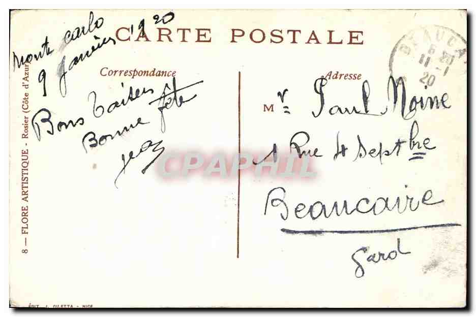CPA Fantaisie Fleurs Rosier  — Rückseite