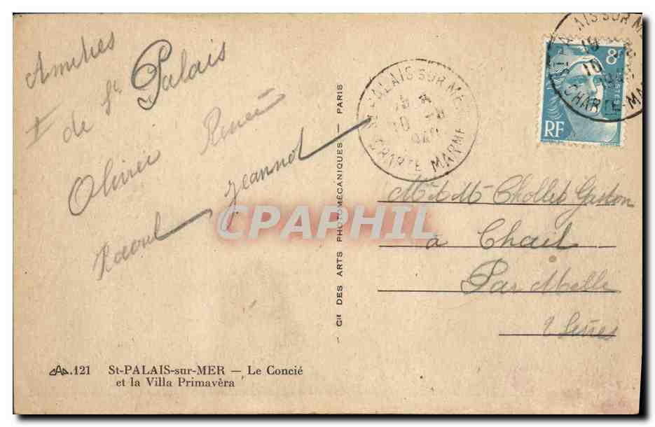 CPA Phare St Palais sur Mer Le Concie et la villa Primavera  — Rückseite