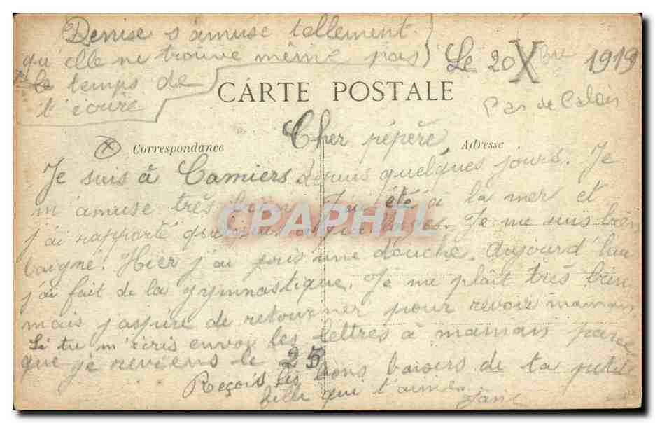 CPA Phare Boulogne sur Mer Sortie du bateau de Folkestone  — Rückseite