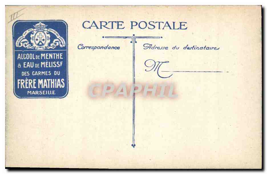 Artillerie Belge en action — Alcool de Menthe et Eau de Mélisse des Carmes du Frère Mathias, Marseille — Verso