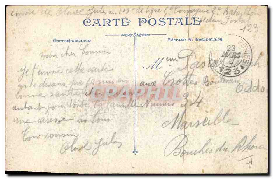 Officier de l'armée française — portrait — éditeur inconnu, n° de série 123 — Verso