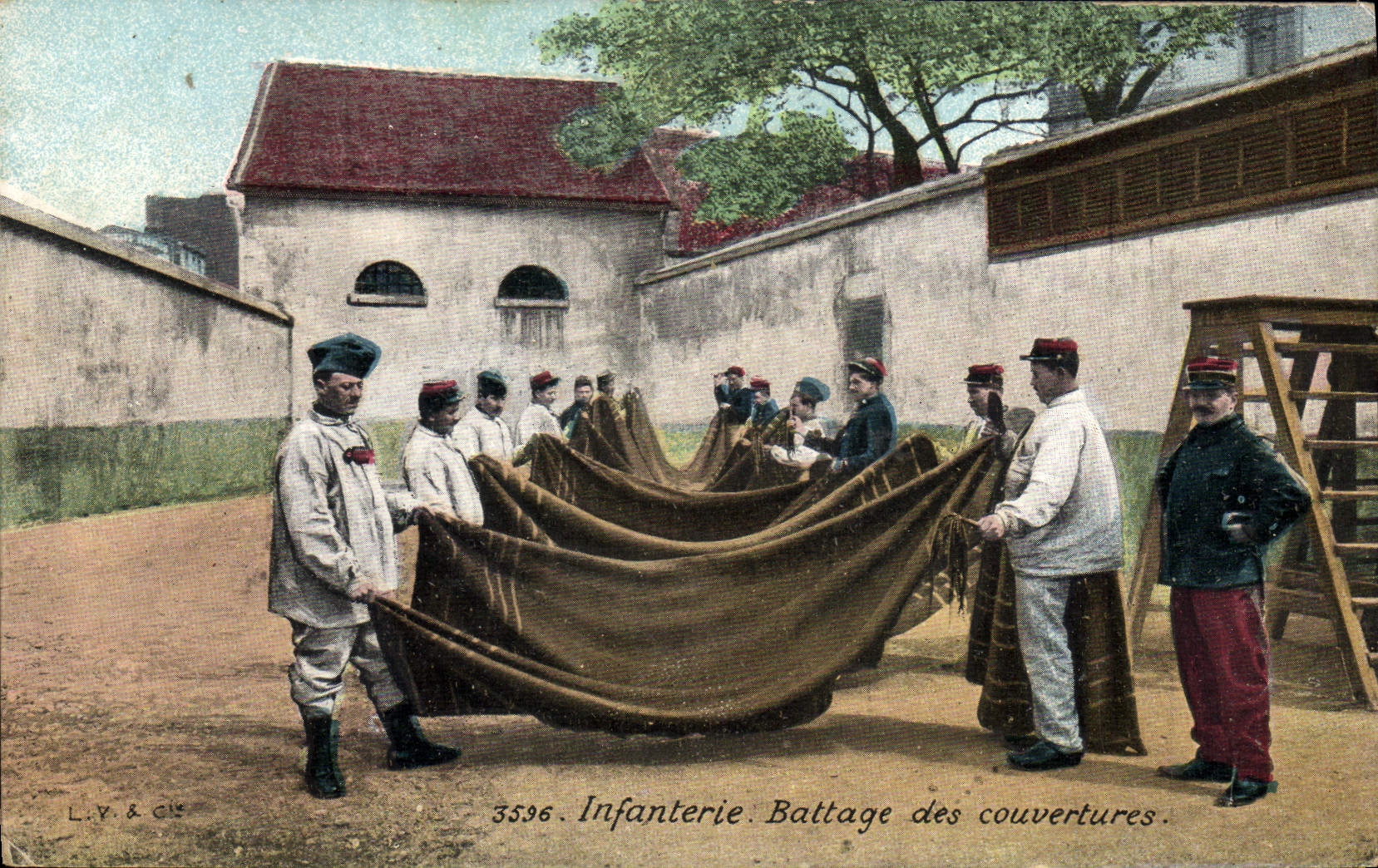 CPA Militaria Infanterie Battage des couvertures
