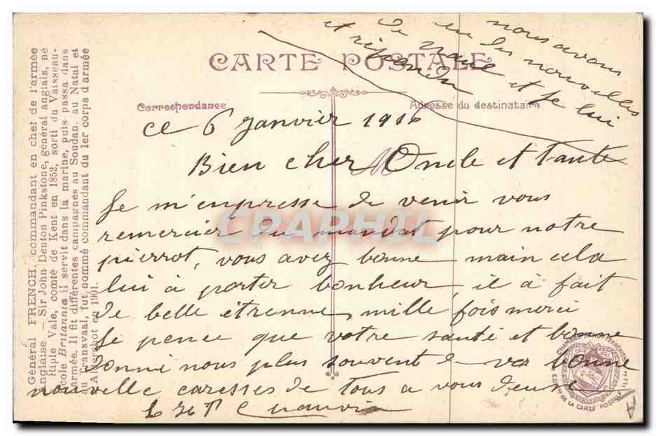 General John Denton Prokston — Kleidung Thiéry ainé, Marseille — Eugène Pirou — Rückseite