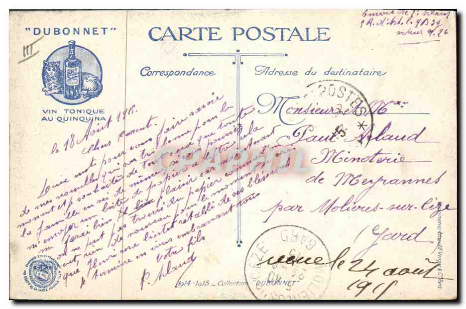 CPA Militaria Un taube passe Avion Aviation  — Rückseite