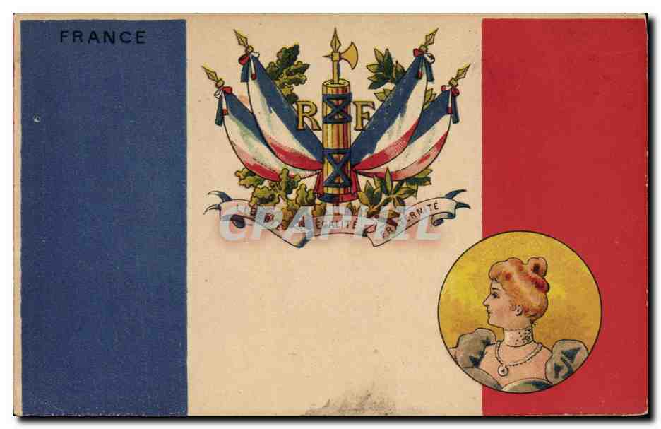 CPA Drapeau Femme France 