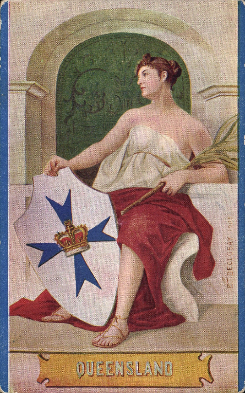 CPA Drapeau Femme Queensland Australie Australia