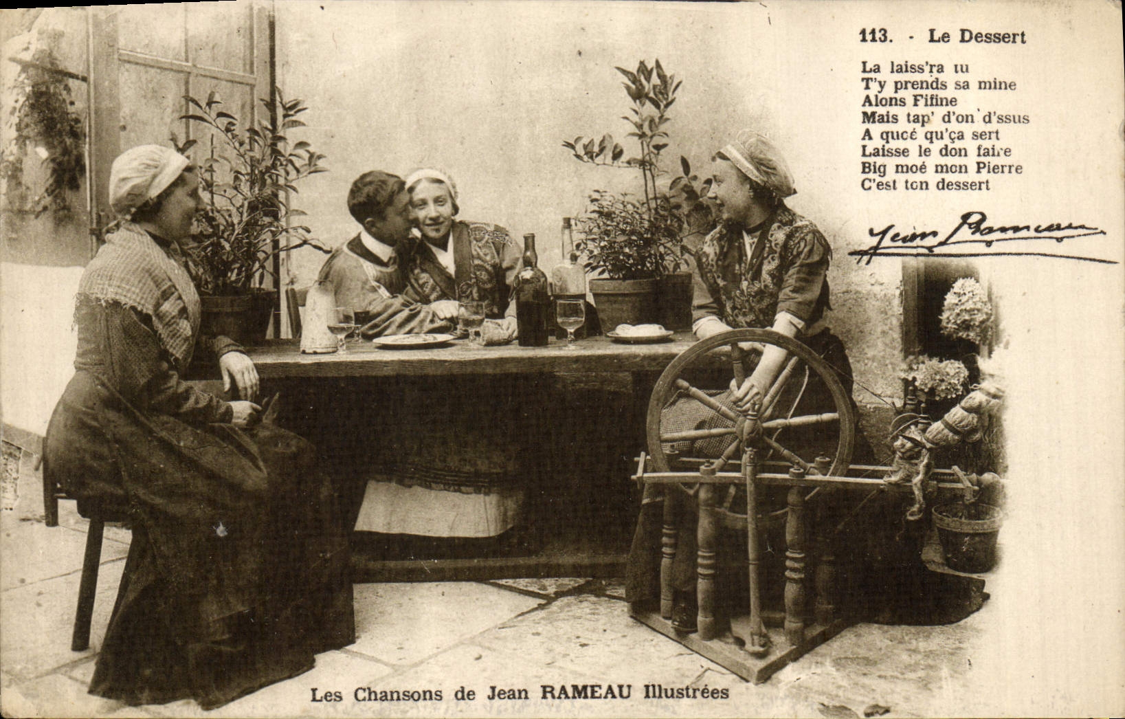 CPA Folklore Les chansons de Jean Rameau illustrees Le dessert