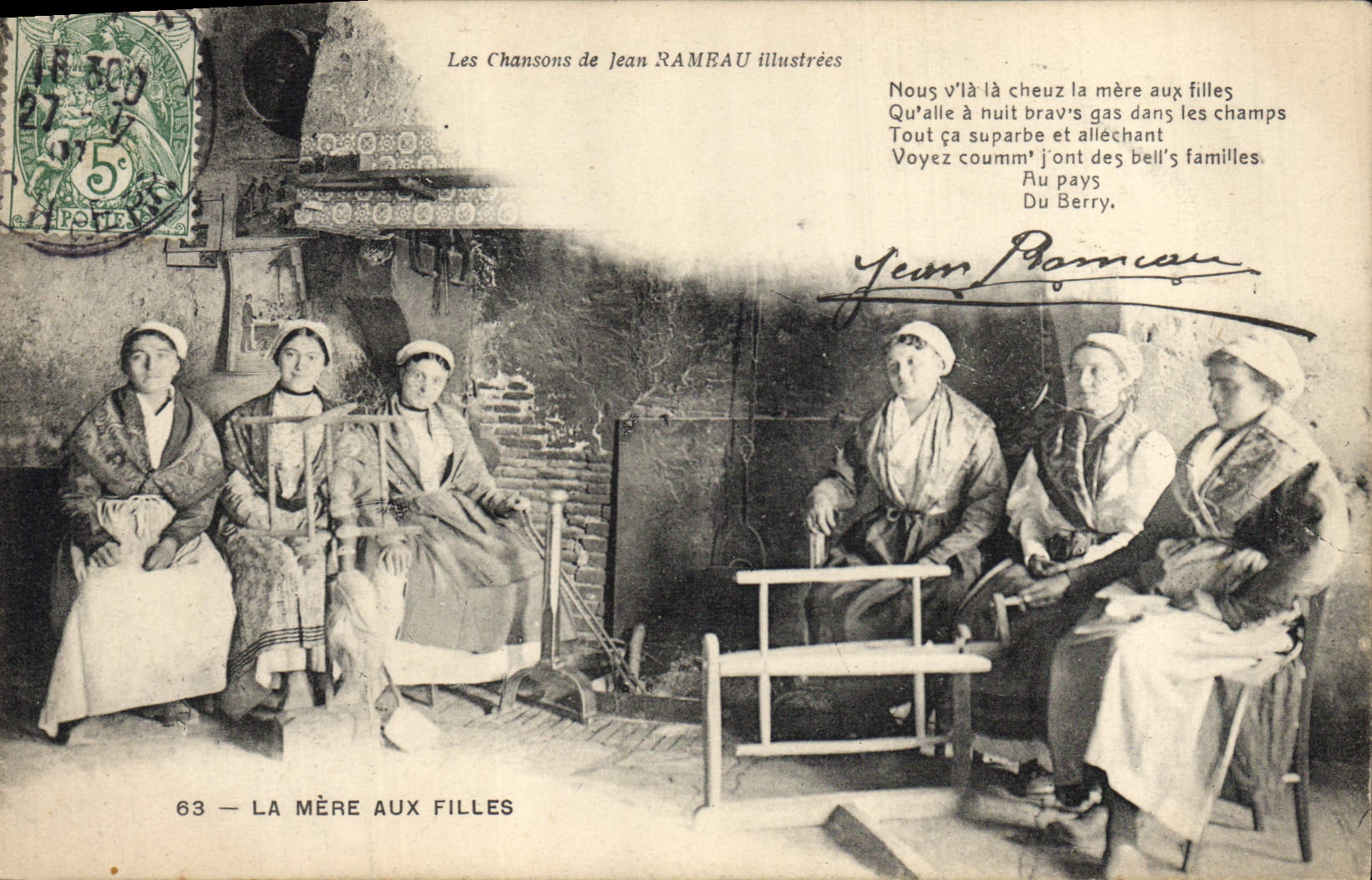 CPA Folklore Les chansons de Jean Rameau illustrees La mere aux filles 