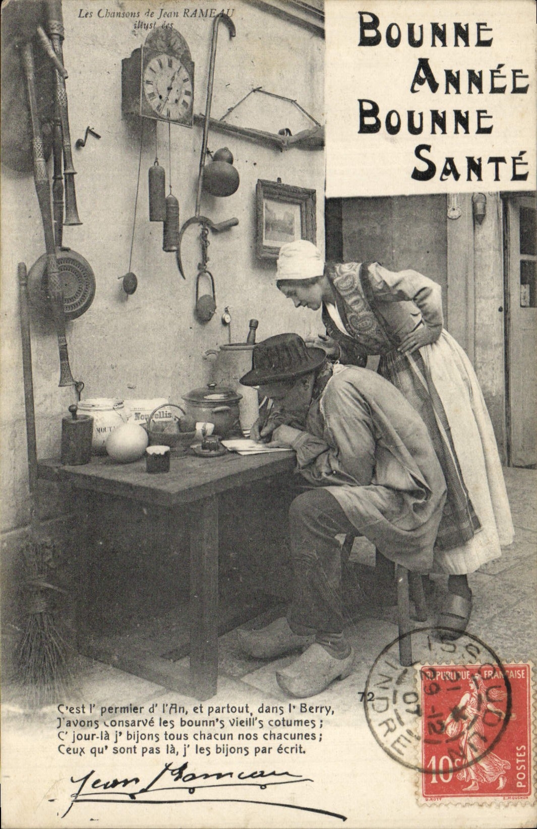 CPA Folklore Les chansons de Jean Rameau illustrees Bonne annee Bonne Sante