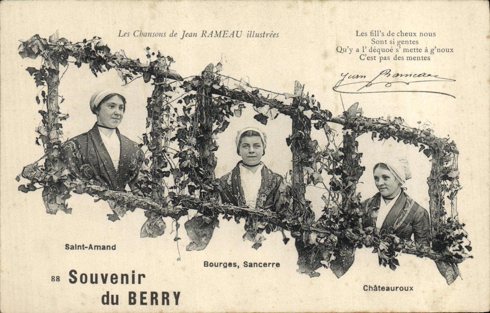 CPA Folklore Les chansons de Jean Rameau illustrees Saint Amand Bourges Sancerre Chateauroux