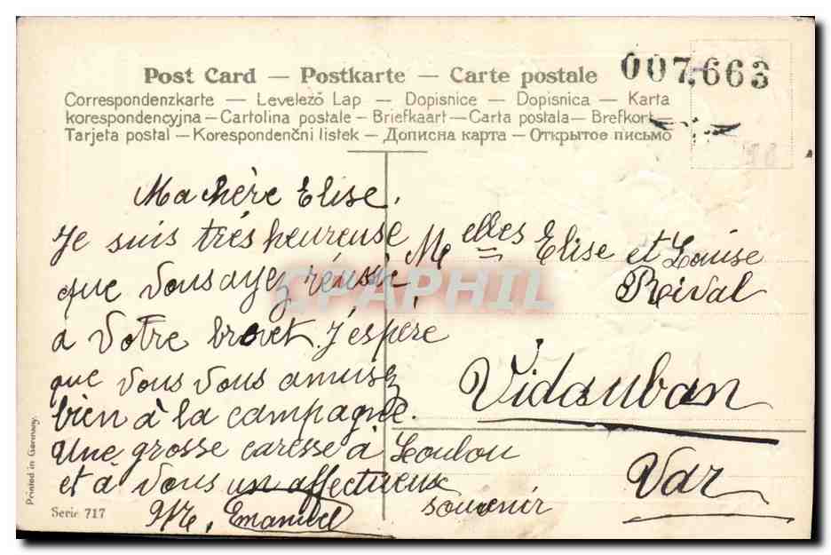 CPA Fantaisie Fleurs Colombe  — Rückseite