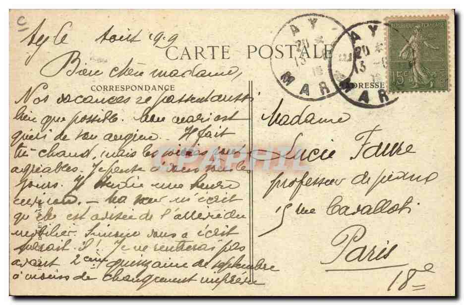 CPA Folklore Vin Vendange Champagne La cueillette du raisin TOP — Rückseite