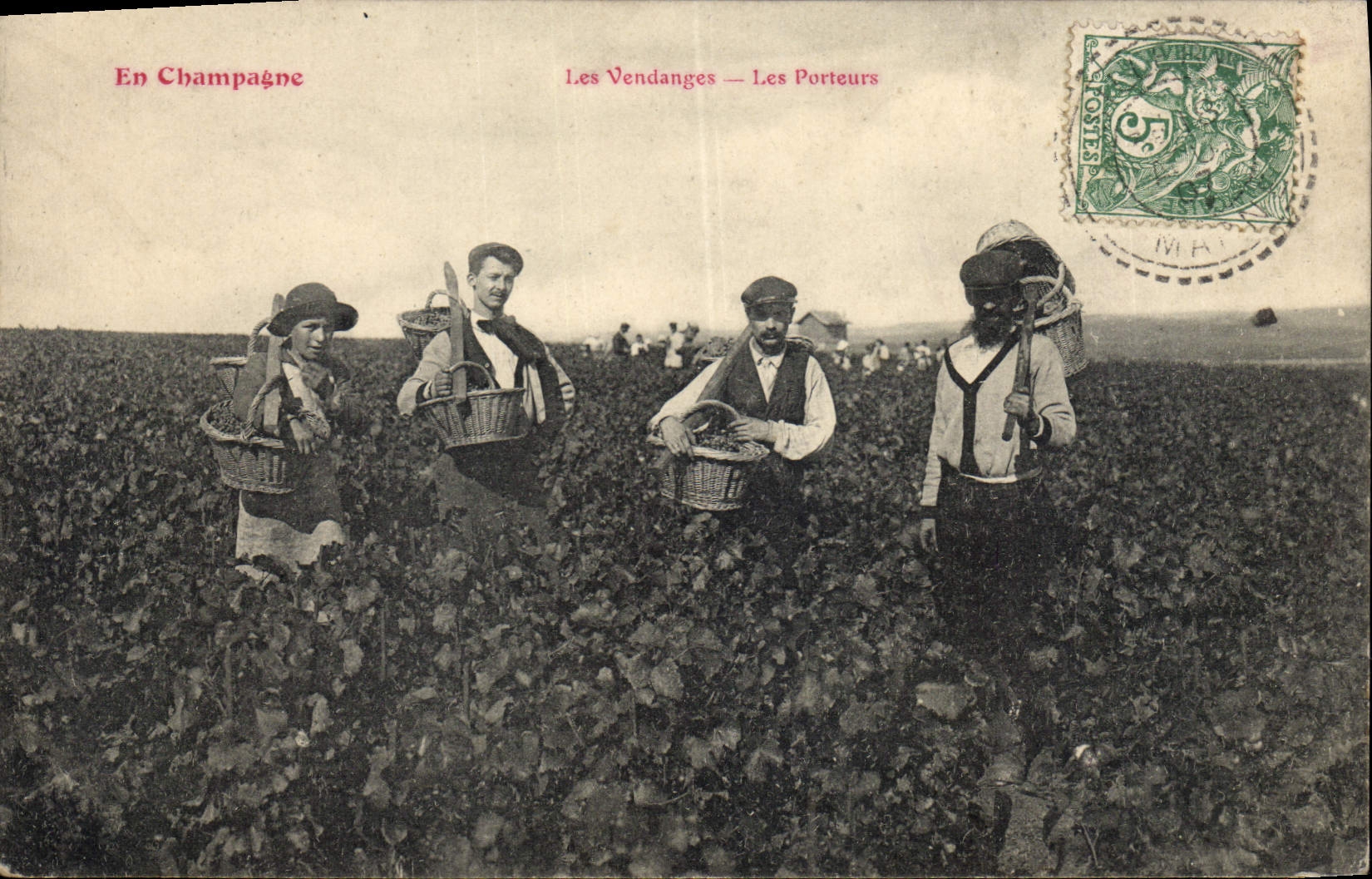 CPA Folklore Vin Vendange Champagne Les porteurs TOP 
