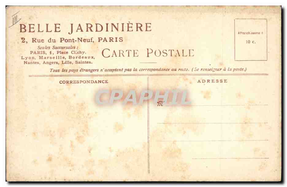 CPA Publicite Belle Jardiniere Paysages — Rückseite