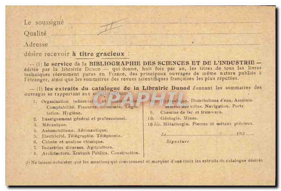CPA Publicite Dunod Editeur Rue Bonaparte Paris 6eme — Back