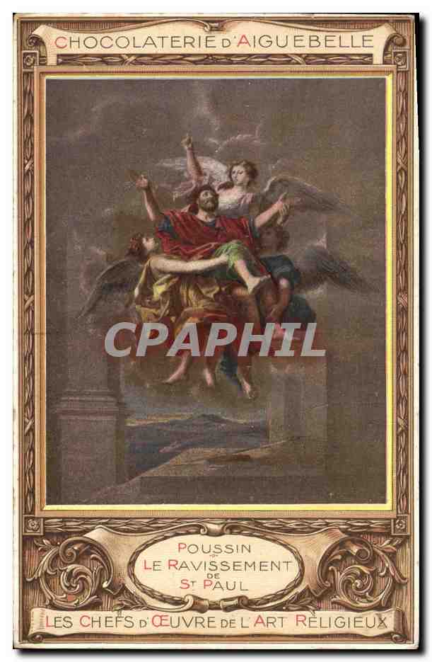 CPA Publicite Chocolaterie d'Aiguebelle Poussin Le ravissement de St Paul
