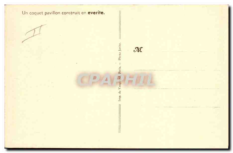 CPA Publicite Un coquet pavillon construit en everite — Rückseite