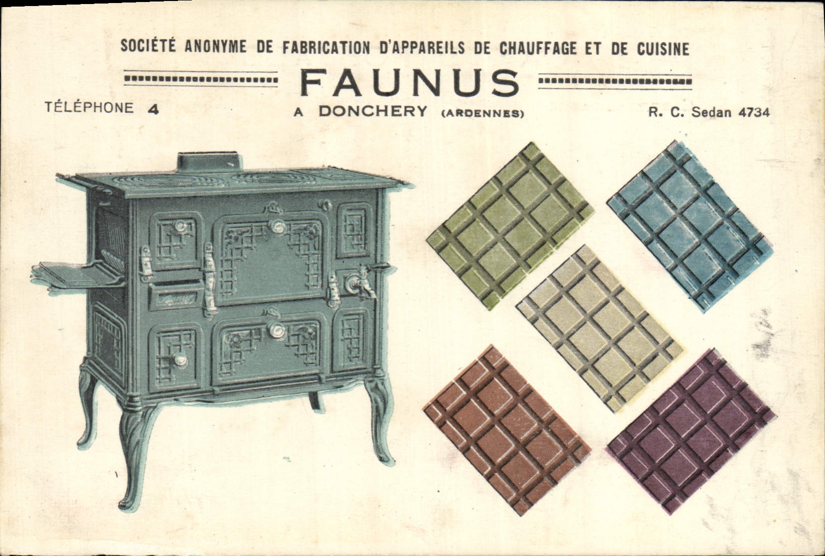 CPA Publicite Faunus a Donchery Ardennes Appareils de chauffage et de cuisine