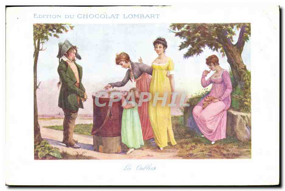 CPA Publicite Chocolat Lombart Les oublies Horloge