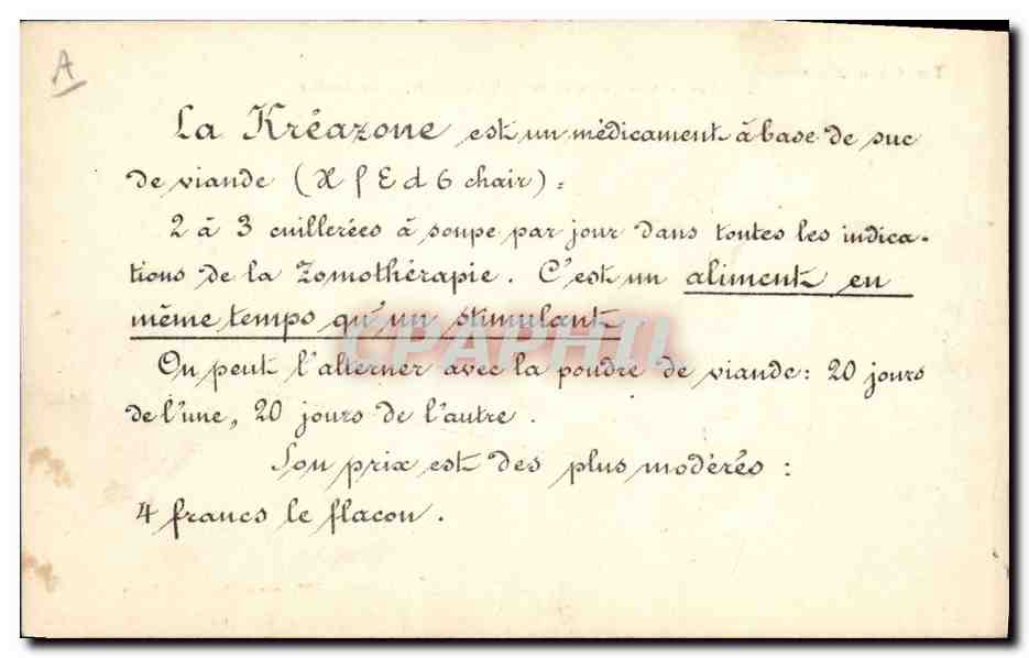 CPA Publicite Zomotherapie Kreazone de Trouette Perret Monaco Vue generale de la Ville haute Le rocher — Verso